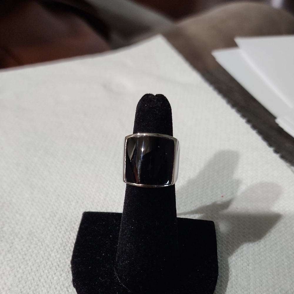 Sleek Black Onyx and Silver Ring Bundle